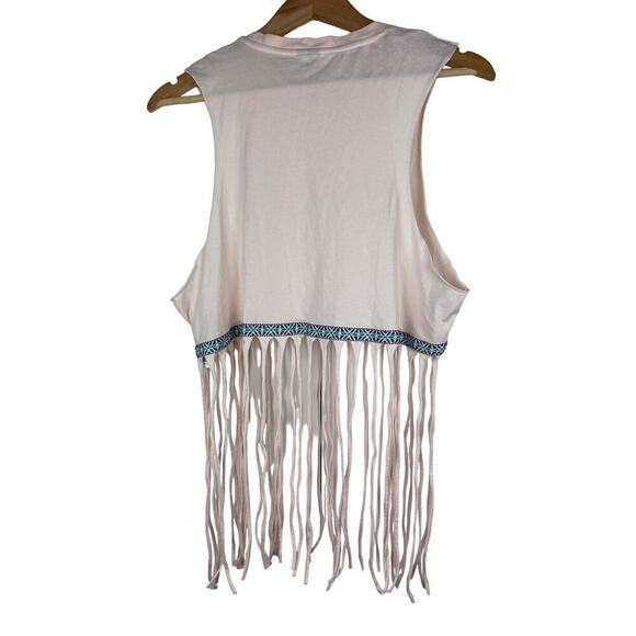 ASOS Women's M Pink Sleeveless Fringed Swing Crop Tank Top - Picture 2 of 6